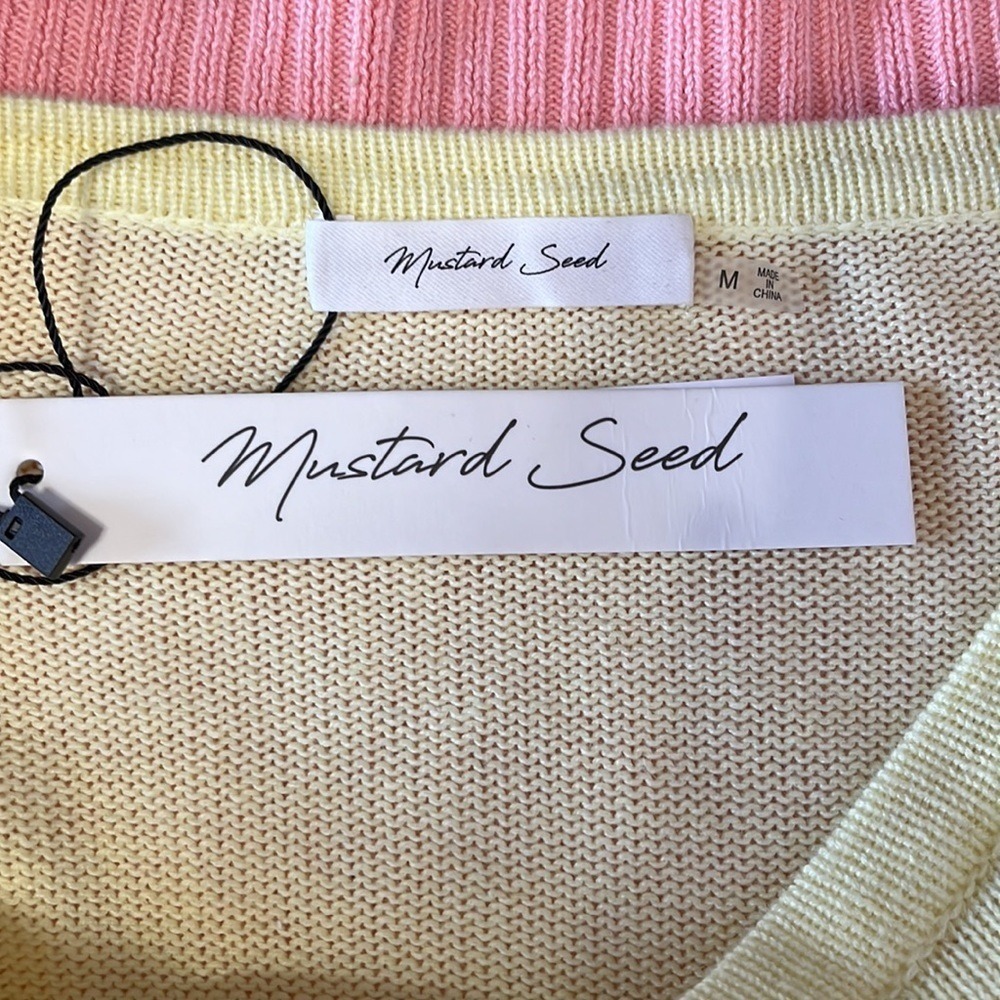 New Mustard Seed Sweater Ombre Gradient Yellow Pink Bell Sleeve‎ Women Medium - Picture 9 of 12